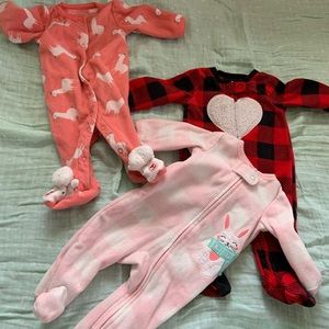 3 newborn fleece footed sleepers